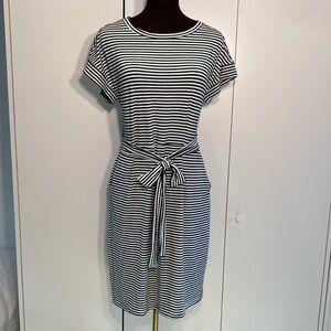 Merokeety short sleeves striped summer dress L